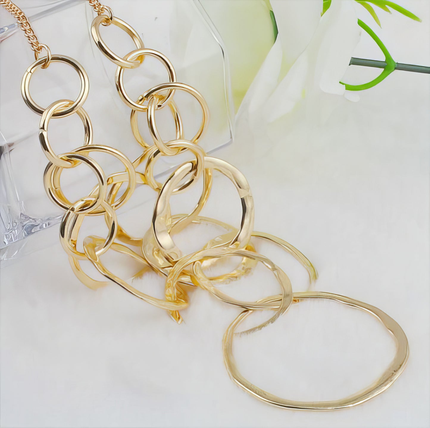 Gold Geometric Ring Necklace