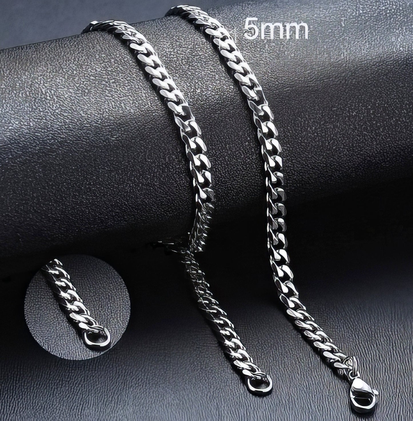 Stainless Steel Curb Link 5mm Chain Necklace in Silver