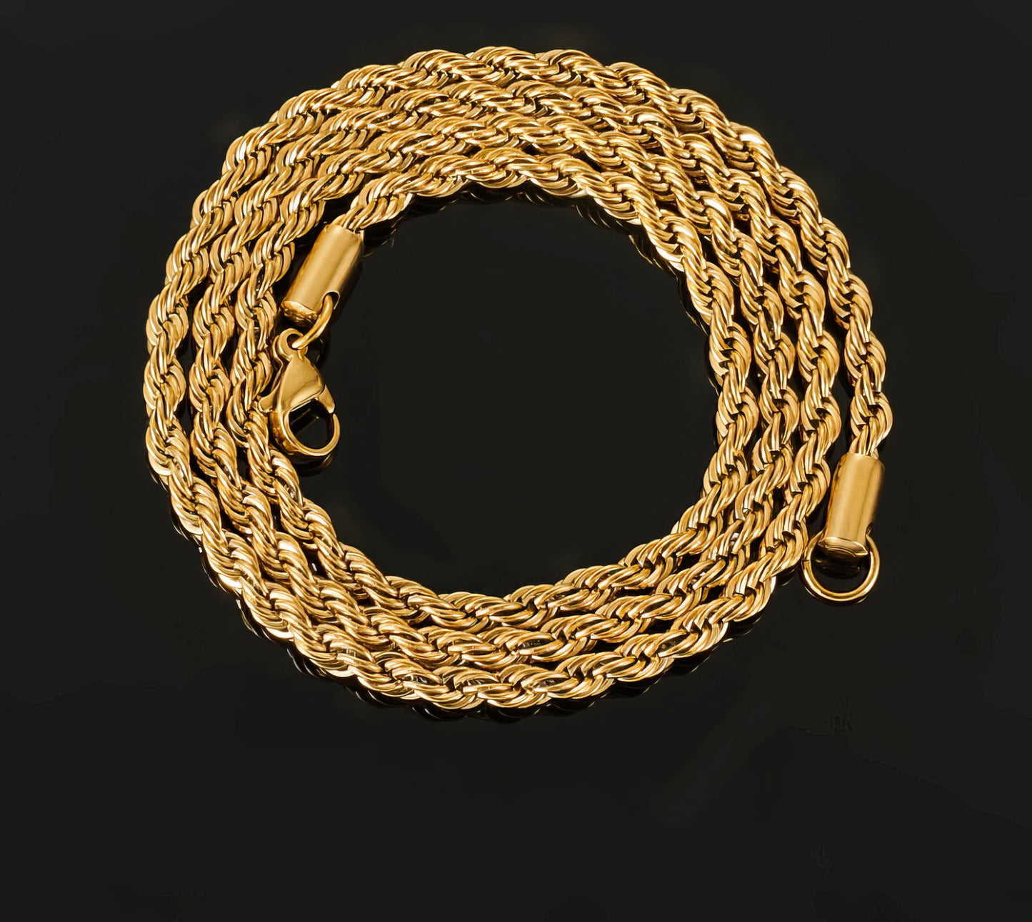 Stainless Steel Rope 5mm Chain Necklace in Gold