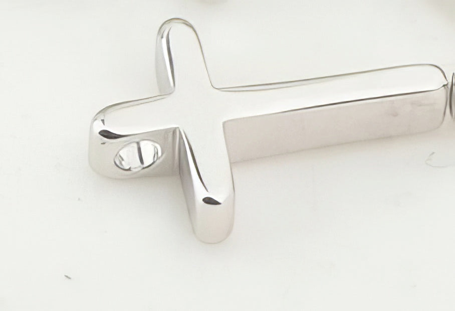 Small Cross Charm Pendant Necklace in Silver