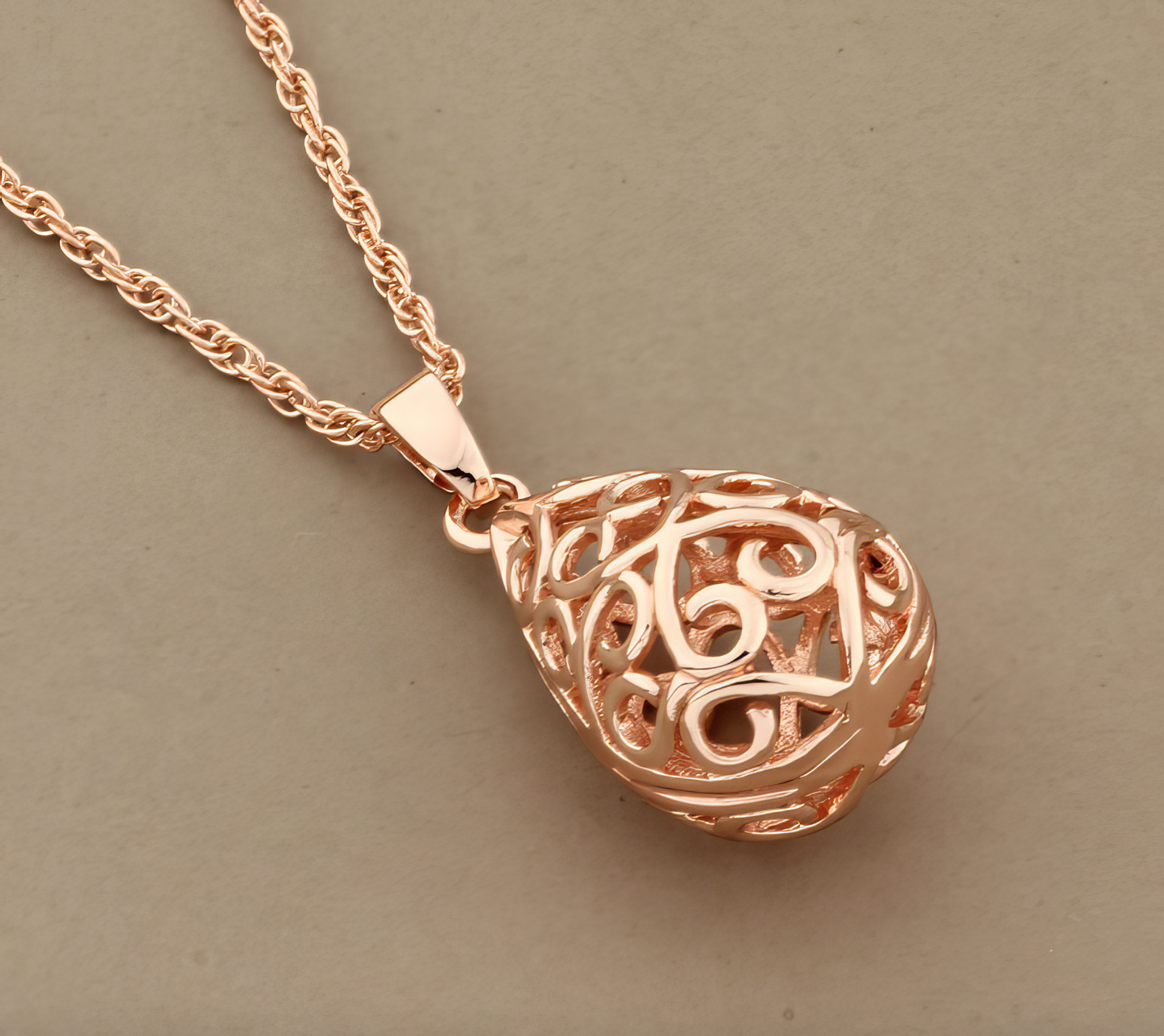 Rose Gold Water Drop Necklace 18"