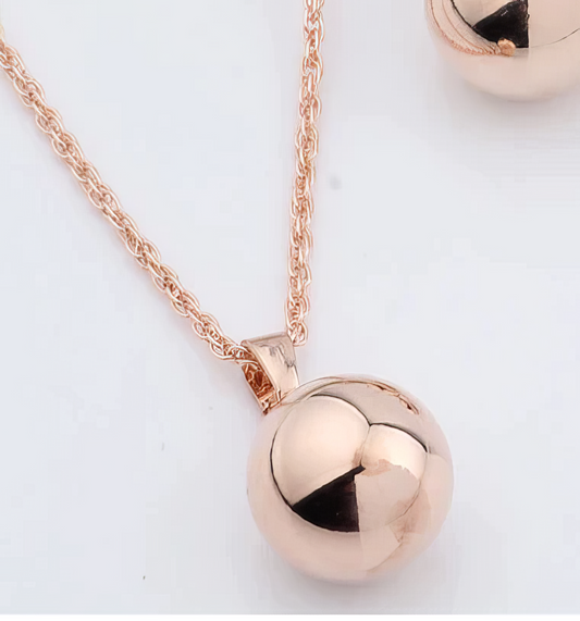 Rose Gold Ball Drop Necklace 18"