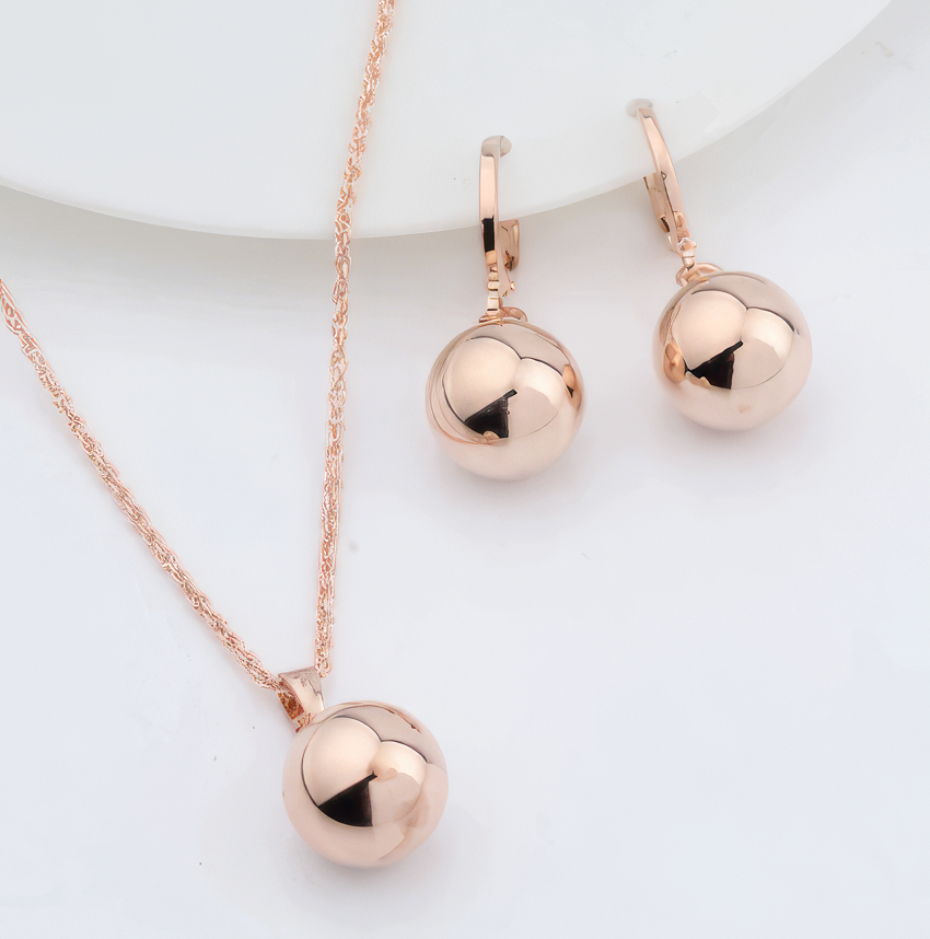 Rose Gold Ball Drop Necklace 18"