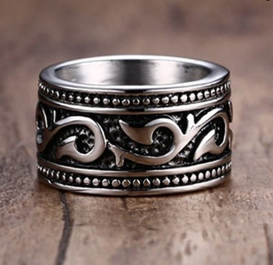 Retro Viking Pirate Fish Hook Pattern Men's Ring