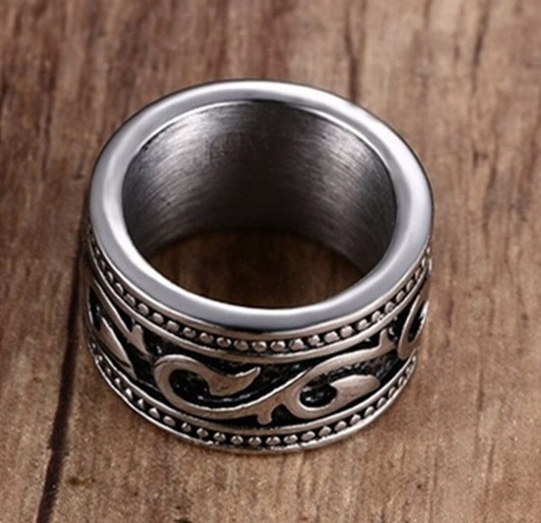 Retro Viking Pirate Fish Hook Pattern Men's Ring