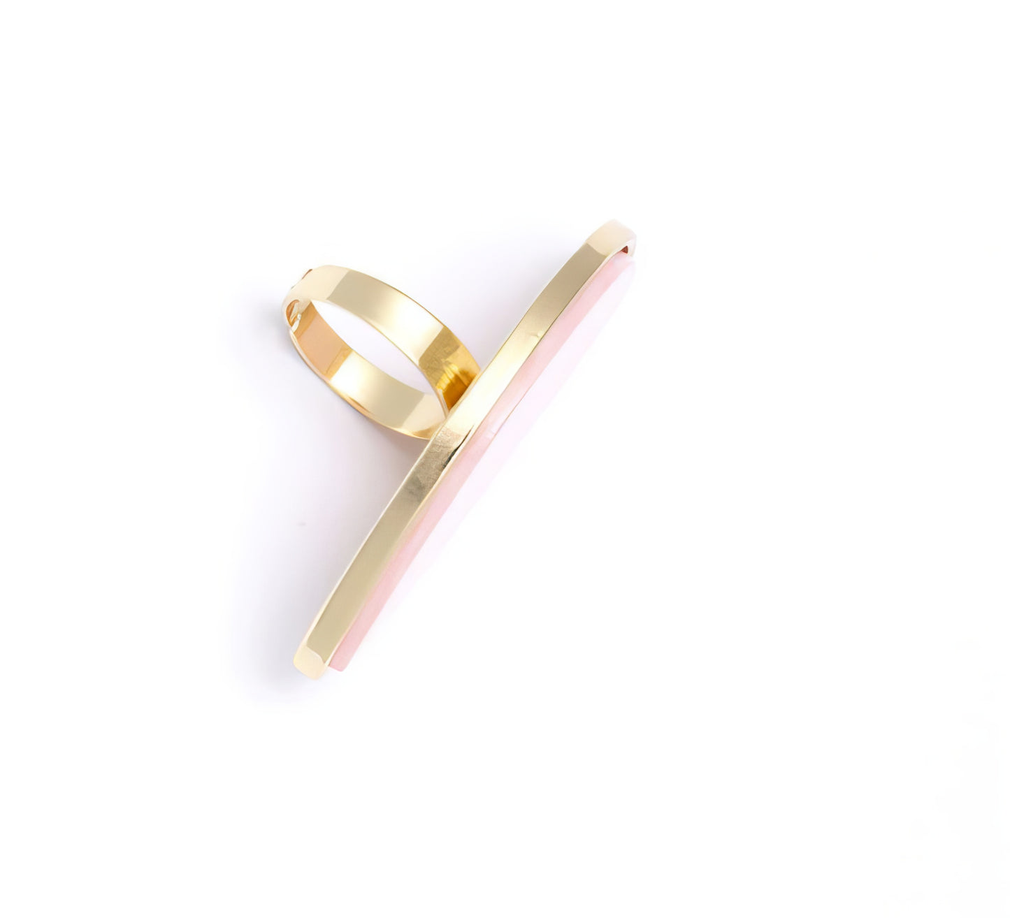 Oval Acrylic Resin Geometry Ring in Pink and Gold