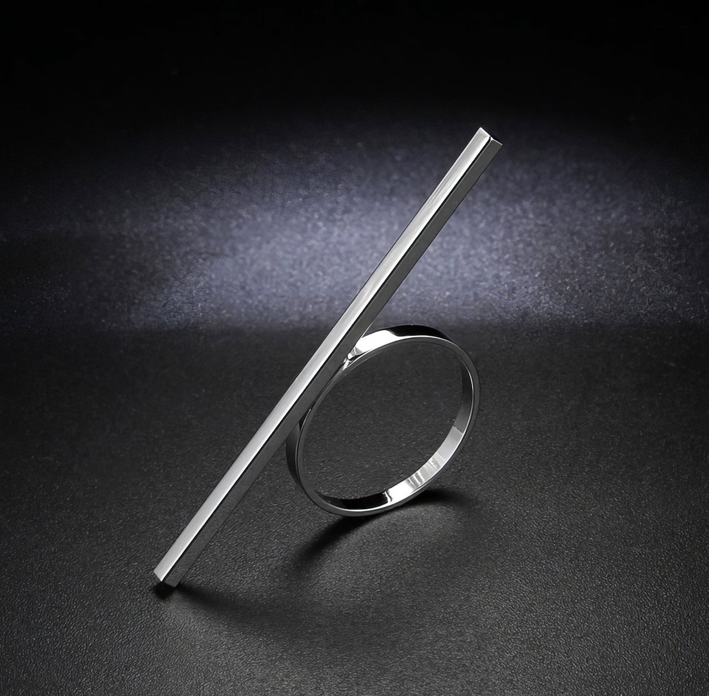 Long Bar One Line Geometric Ring in Silver