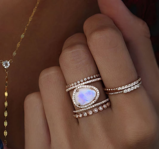 Moonstone Opal Ring in Rose Gold Sizes 8