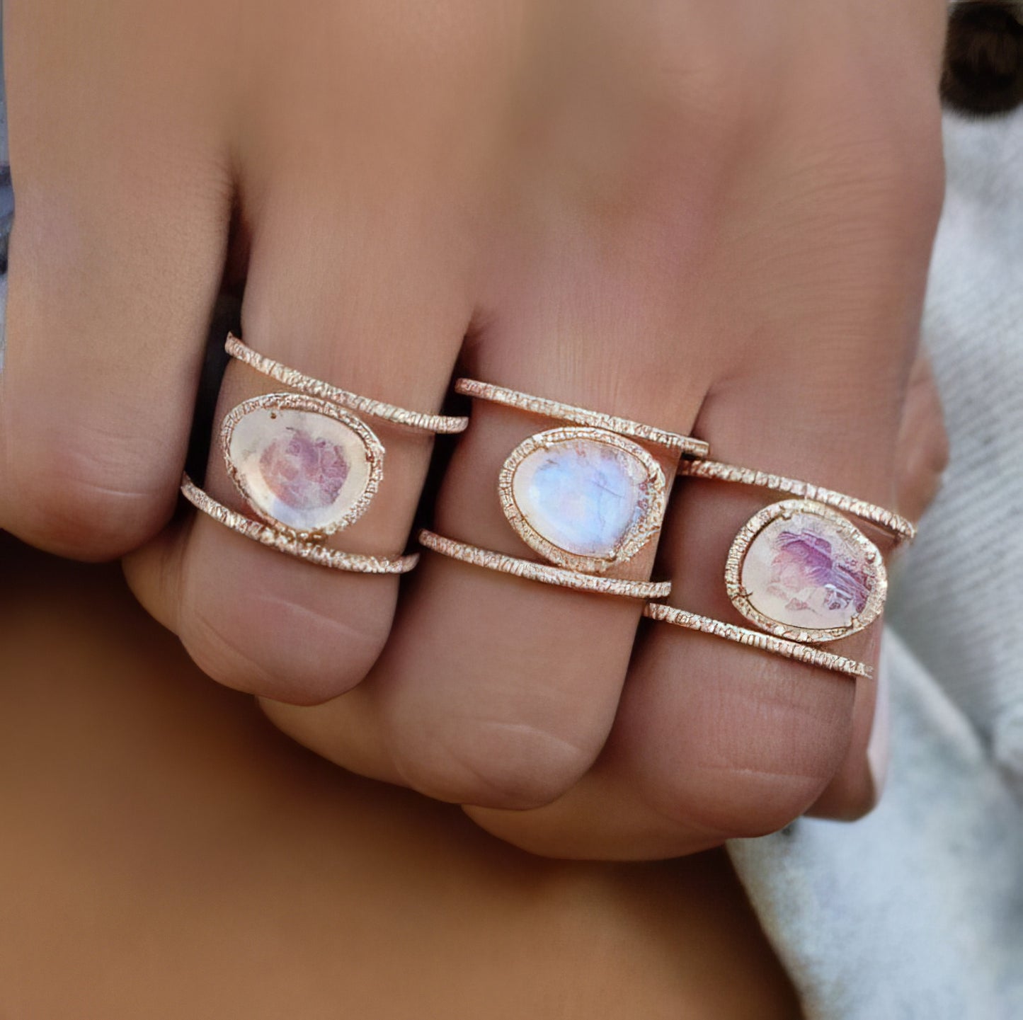 Moonstone Opal Ring in Rose Gold Sizes 8