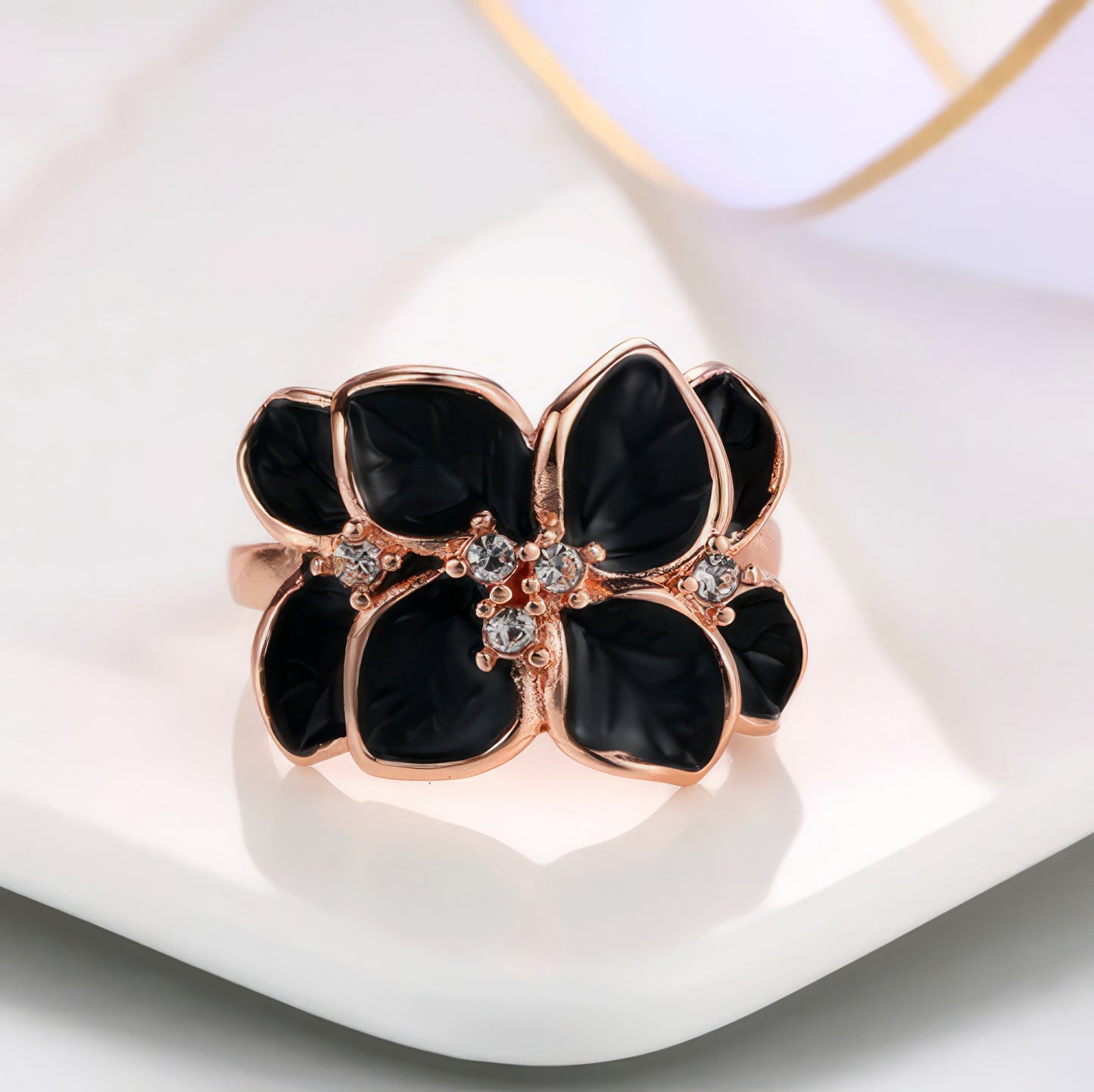 Crystal Flower in Rose Gold and Black