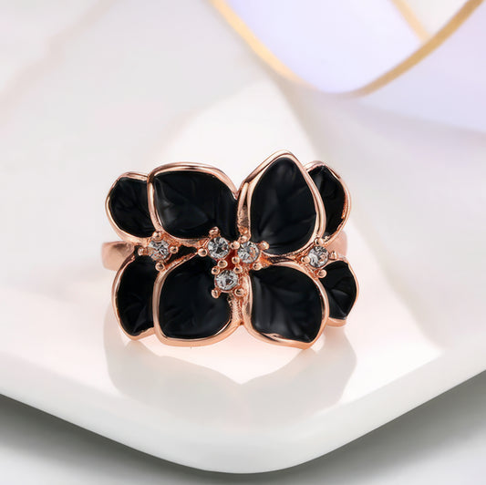 Crystal Flower in Rose Gold and Black