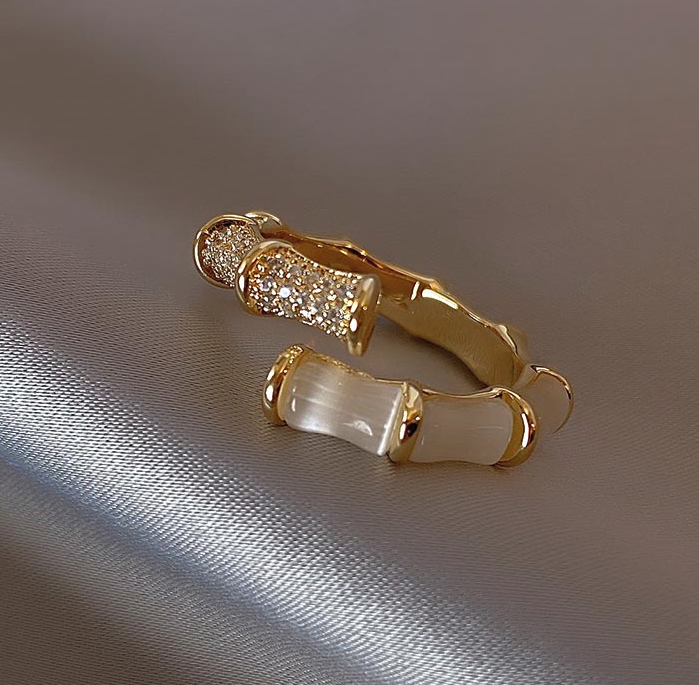 Opal Bamboo Shape Statement Ring