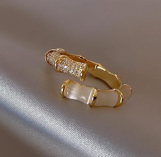 Opal Bamboo Shape Statement Ring