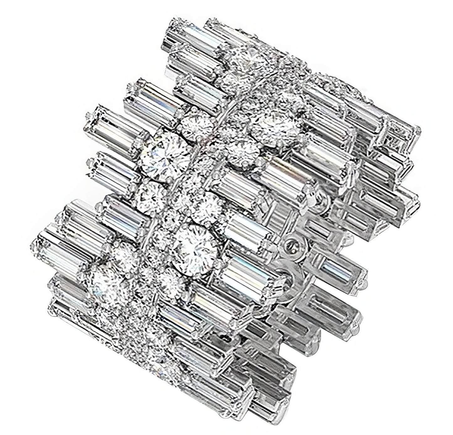 Irregular CZ-Inlaid Zircon 925 Sterling Silver Ring in Silver