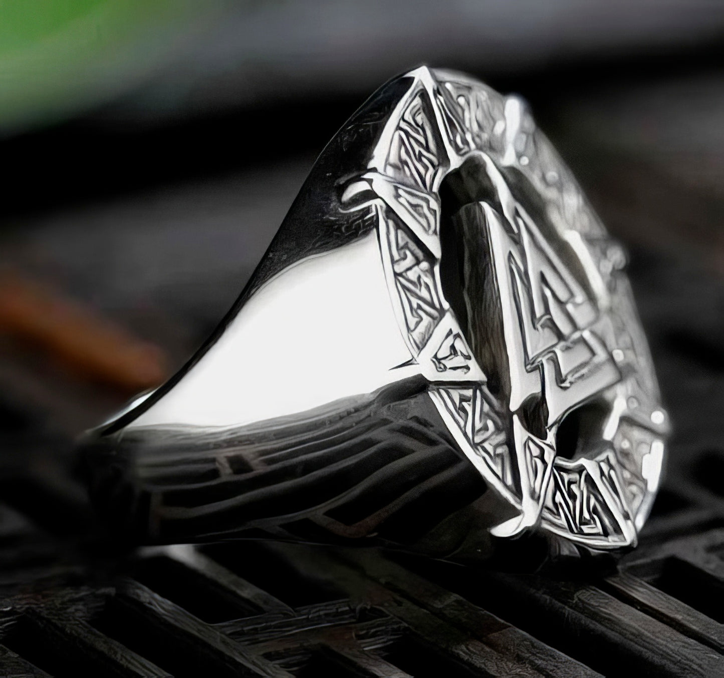 Nordic Mythology Viking Odin Stainless Steel Ring in Silver Size 13