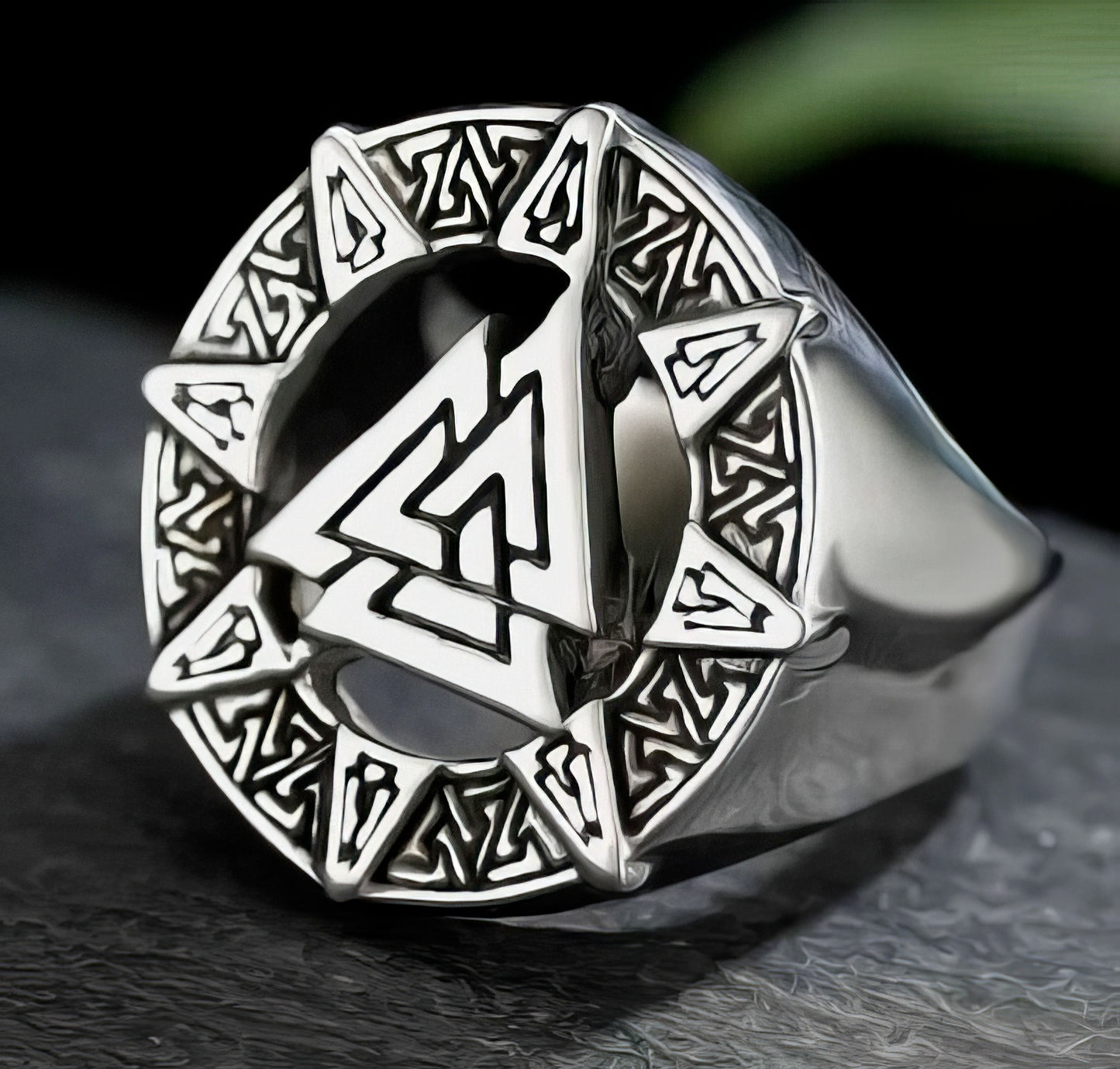 Nordic Mythology Viking Odin Stainless Steel Ring in Silver Size 13