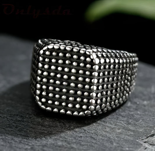 Stainless Steel Point Retro Industrial Style Ring in Silver and Black Size 13