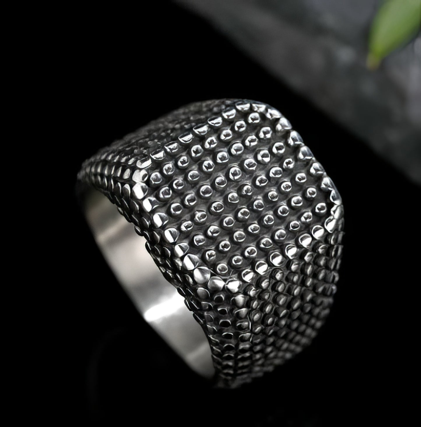 Stainless Steel Point Retro Industrial Style Ring in Silver and Black Size 13