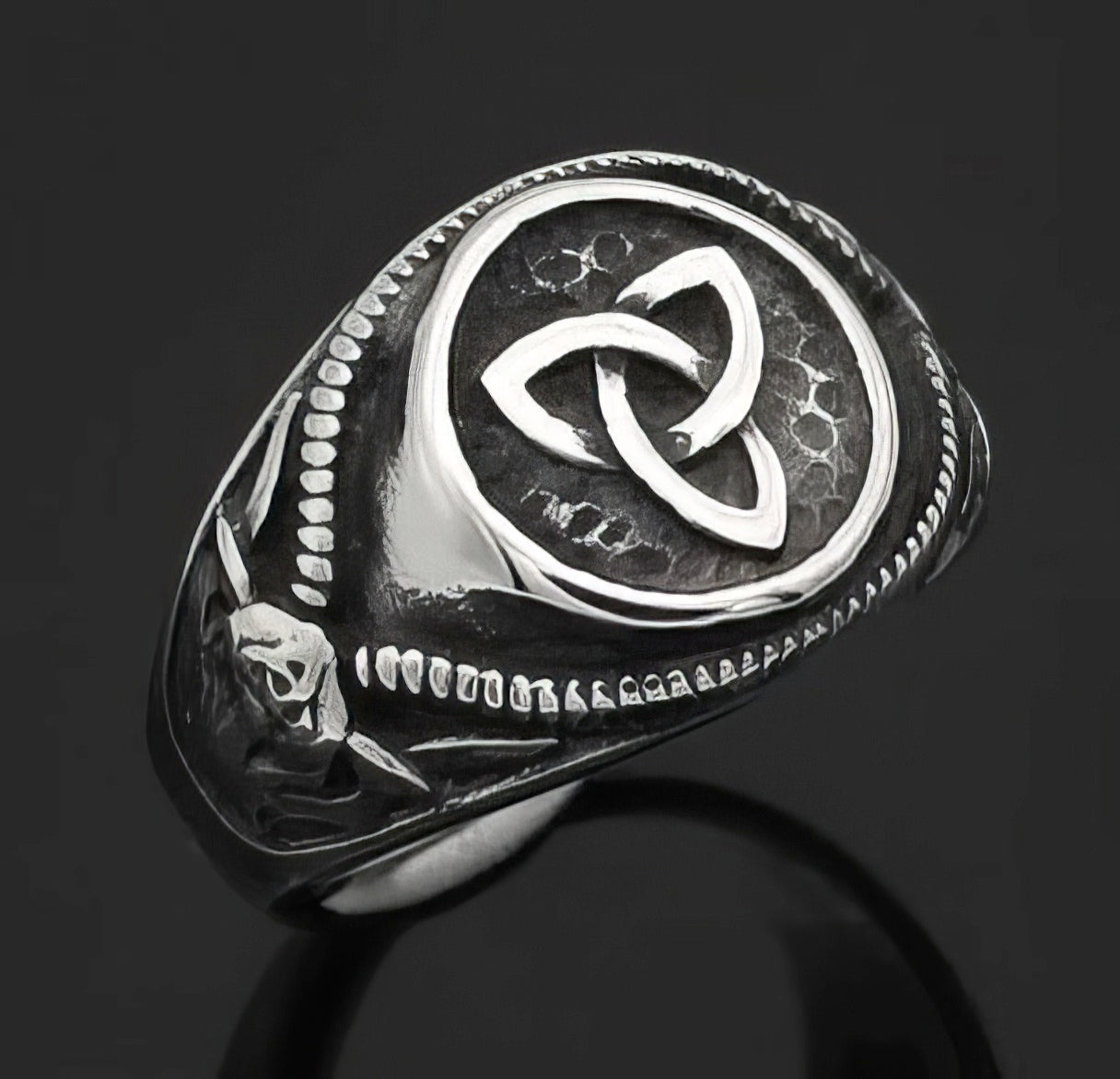 Onlysda Retro Stainless Steel Nordic Mythology Viking Rune Index Ring in Silver Size 12