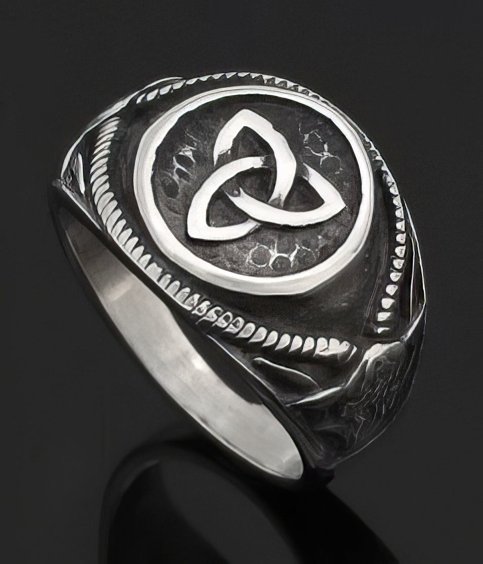 Onlysda Retro Stainless Steel Nordic Mythology Viking Rune Index Ring in Silver Size 12