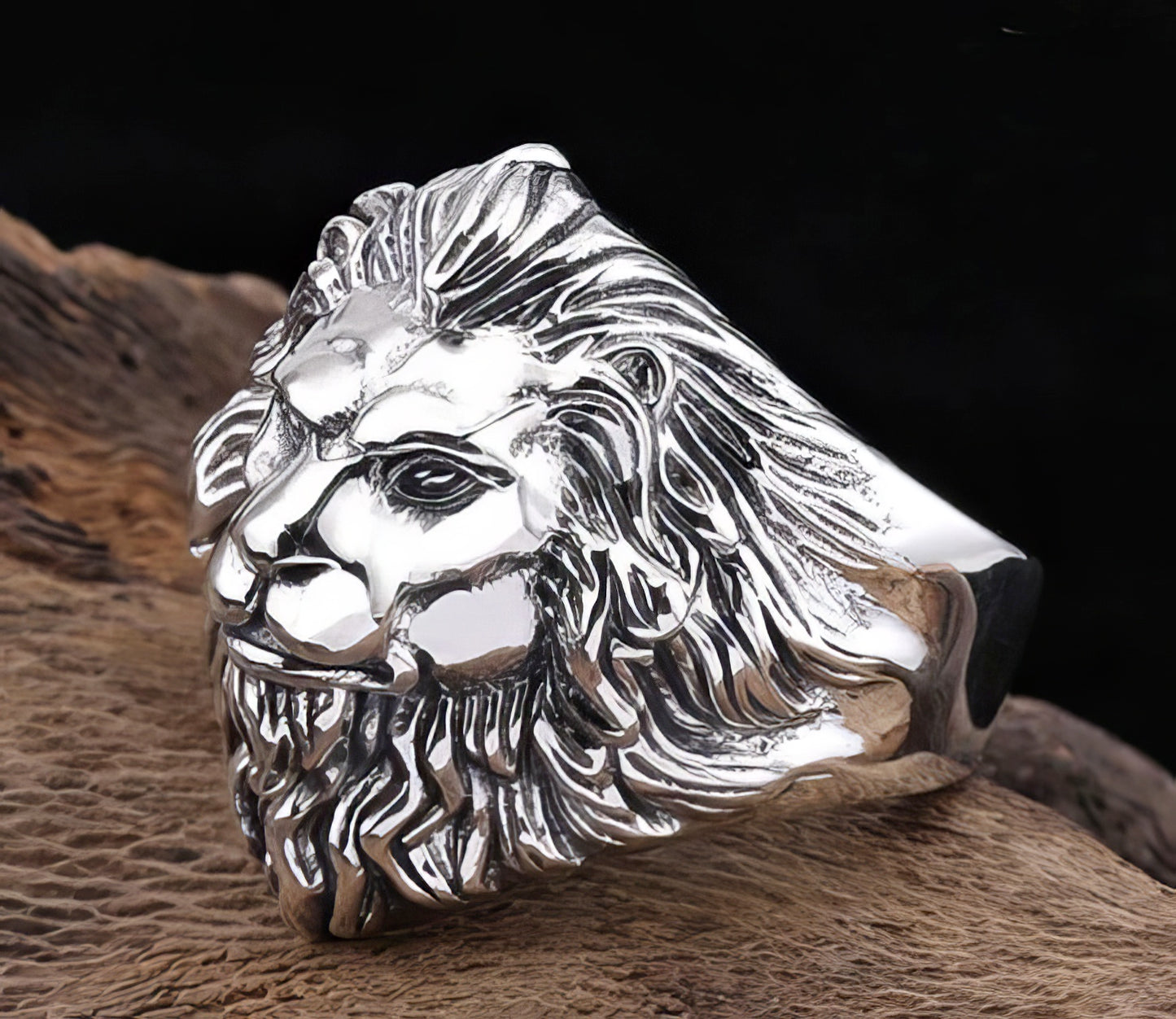 Retro Lion 925 Sterling Silver Open Ring in Silver Size 6