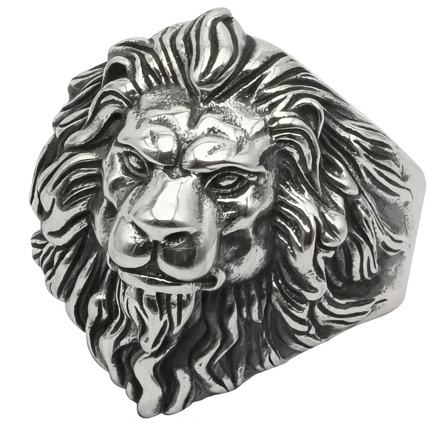 Retro Lion 925 Sterling Silver Open Ring in Silver Size 6