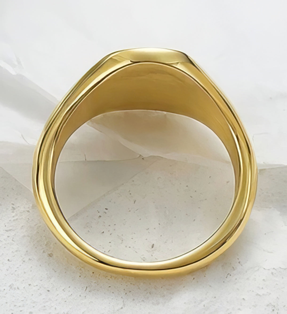 Stainless Steel Signet Ring Size 8 in Gold with Silver Center