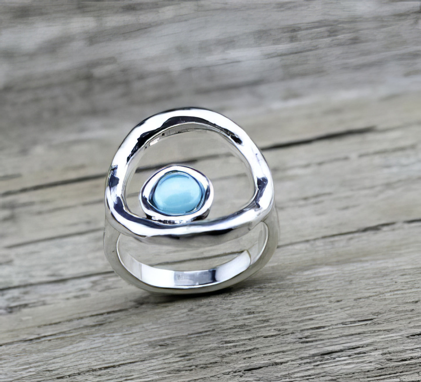 Blue Crystal Ring  Size 8