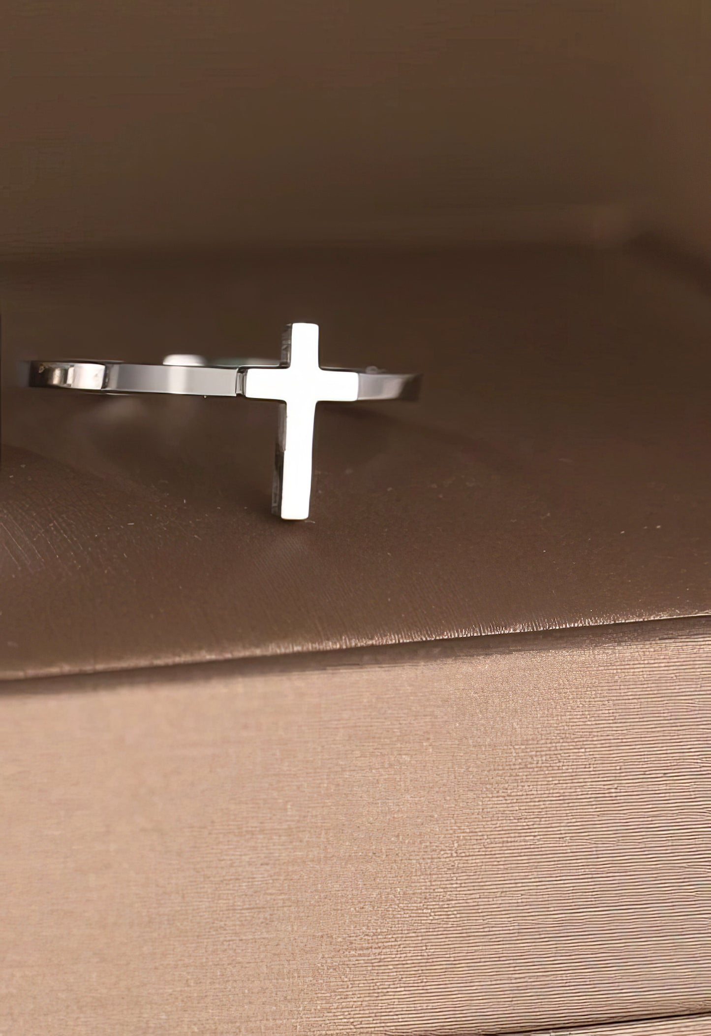 Stainless Steel Cross Adjustable Ring in Silver