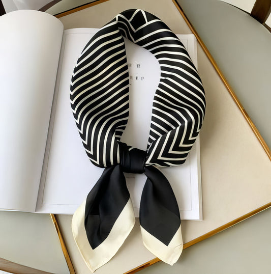 Luxury Silk Scarf Shawls And Wraps in a Black and Ivory White Stripe Design