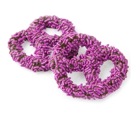 Chocolate Pretzels with Purple Sprinkles 2 ct