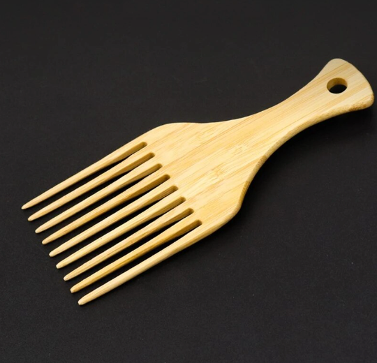 Anti-static Natural Bamboo Hair Pick Long Tooth Detangling Comb